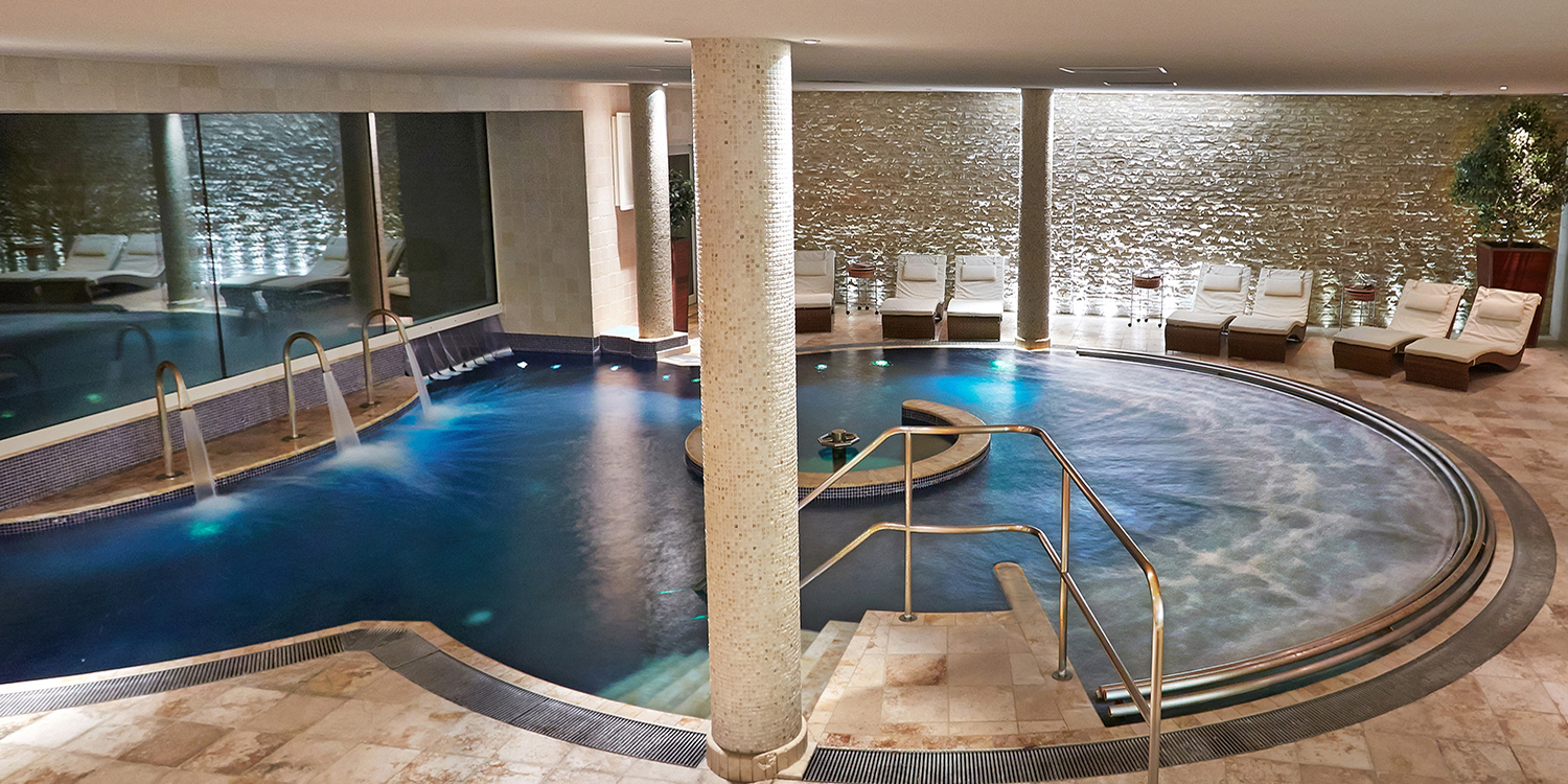 Aquarias spa Whatley Manor Hydrotherapy Pool at Night