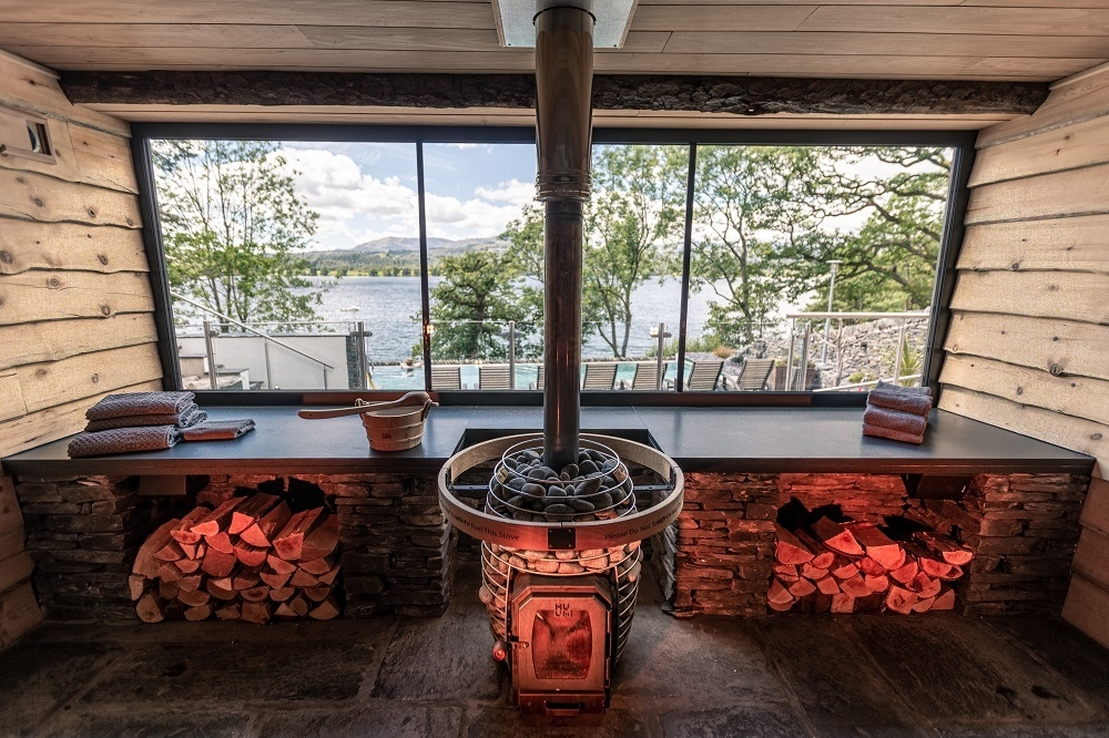 Low Wood Bay fellside sauna view