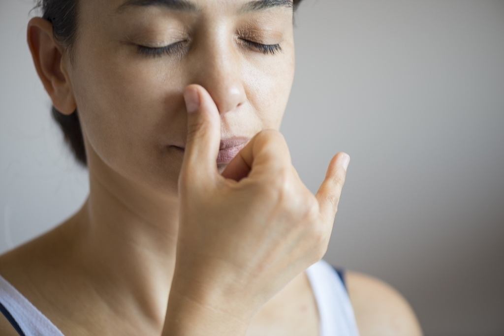 Woman breathing breathwork breathe